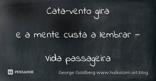 Cata-vento gira e a mente custa a lembrar — Vida passageira... Frase de George Goldberg  www.haikaizen.art.blog.