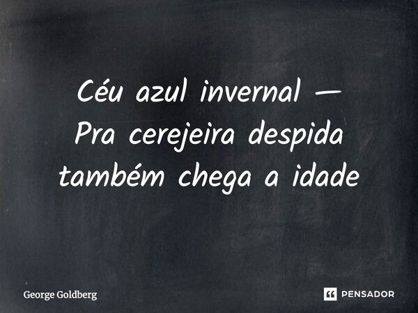 Céu azul invernal — Pra cerejeira despida também chega a idade... Frase de George Goldberg.