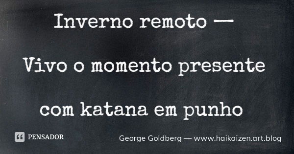 Inverno remoto — Vivo o momento presente com katana em punho... Frase de George Goldberg  www.haikaizen.art.blog.