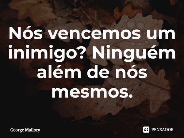 Nós vencemos um inimigo? Ninguém além de nós mesmos.... Frase de George Mallory.