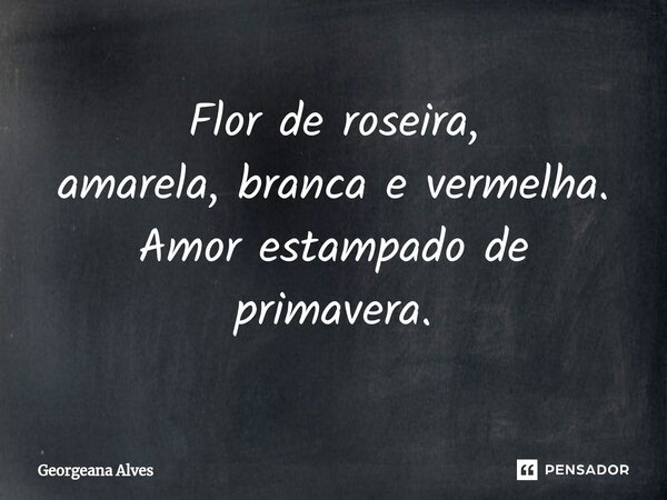 ⁠Flor de roseira,
amarela, branca e vermelha.
Amor estampado de primavera.... Frase de Georgeana Alves.
