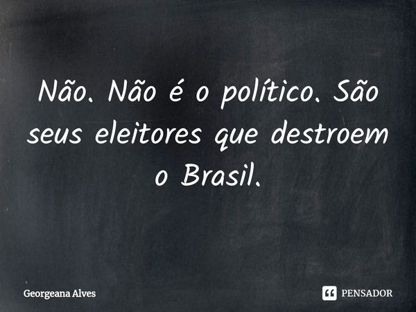 Não. Não é o político. São seus eleitores que destroem o Brasil.... Frase de Georgeana Alves.