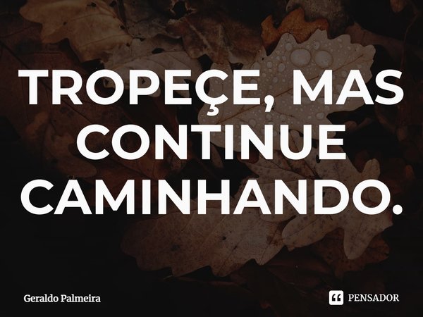 ⁠TROPEÇE, MAS CONTINUE CAMINHANDO.... Frase de Geraldo Palmeira.