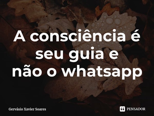 ⁠A consciência é seu guia e
não o whatsapp... Frase de Gervásio Xavier Soares.