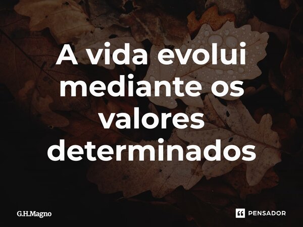 ⁠A vida evolui mediante os valores determinados... Frase de G.H.Magno.