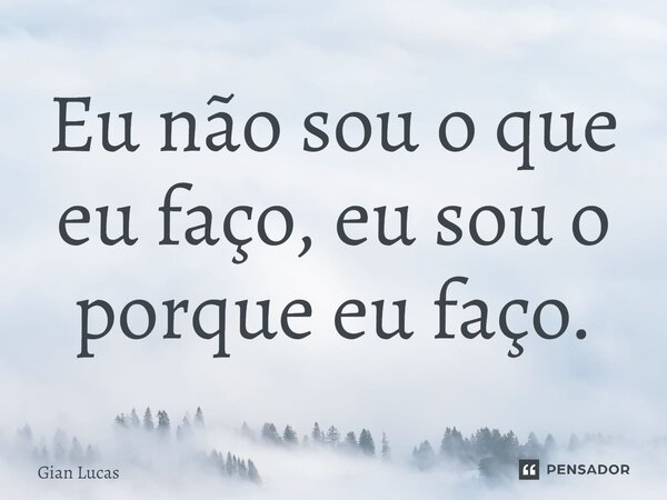 ⁠Eu não sou o que eu faço, eu sou o porque eu faço.... Frase de Gian Lucas.