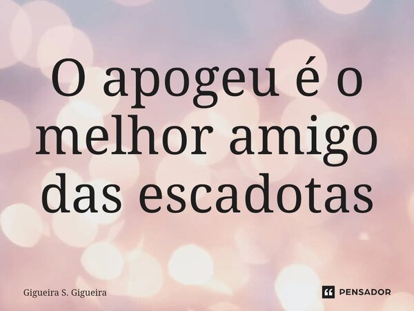 ⁠O apogeu é o melhor amigo das escadotas... Frase de Gigueira S. Gigueira.