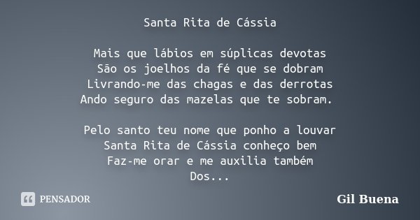 Santa Rita De Cássia Mais Que Lábios Gil Buena