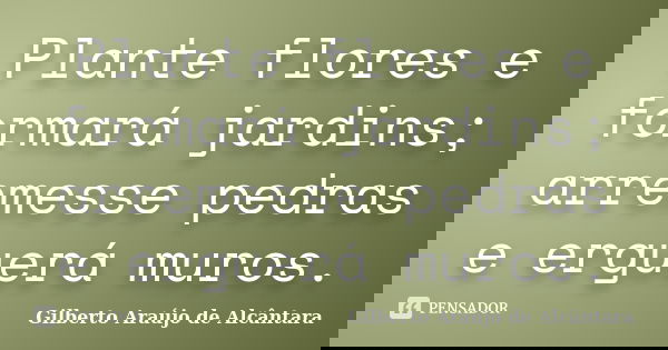Plante flores e formará jardins; arremesse pedras e erguerá muros.... Frase de Gilberto Araújo de Alcântara.
