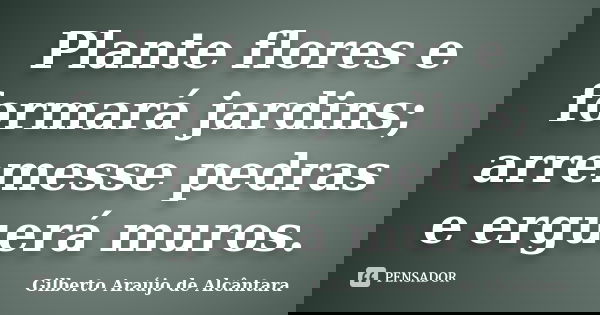Plante flores e formará jardins; arremesse pedras e erguerá muros.... Frase de Gilberto Araújo de Alcântara.