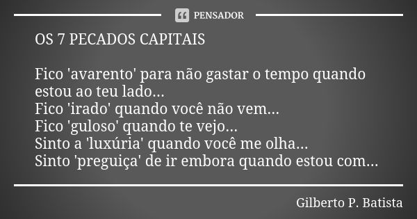 Características sobre os 7 pecados capitais