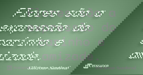 Flores são a expressão do carinho e amizade.... Frase de Gilcirene Sandoval.