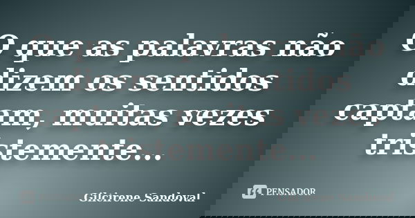 O que as palavras não dizem os sentidos captam, muitas vezes tristemente...... Frase de Gilcirene Sandoval.