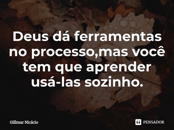 Deus dá ferramentas no processo,mas você tem que aprender usá-las sozinho.⁠... Frase de Gillmar Nicácio.