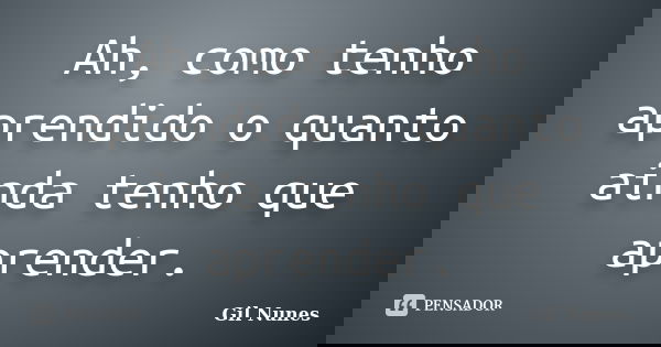 Ah, como tenho aprendido o quanto ainda tenho que aprender.... Frase de Gil Nunes.