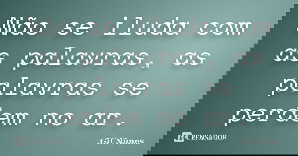 Não se iluda com as palavras, as palavras se perdem no ar.... Frase de Gil Nunes.