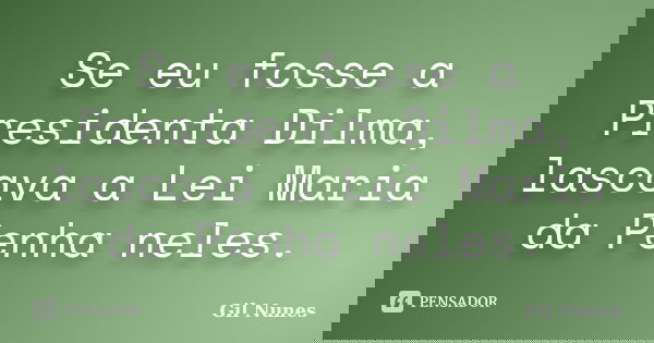 Se eu fosse a Presidenta Dilma, lascava a Lei Maria da Penha neles.... Frase de Gil Nunes.