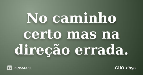 No caminho certo mas na direção errada.... Frase de GilOtchya.