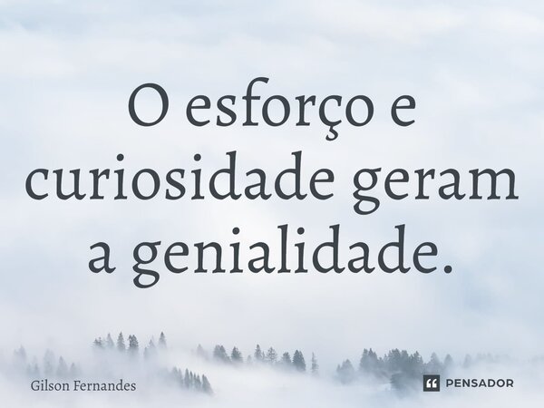 O esforço e curiosidade geram a genialidade.... Frase de Gilson Fernandes.