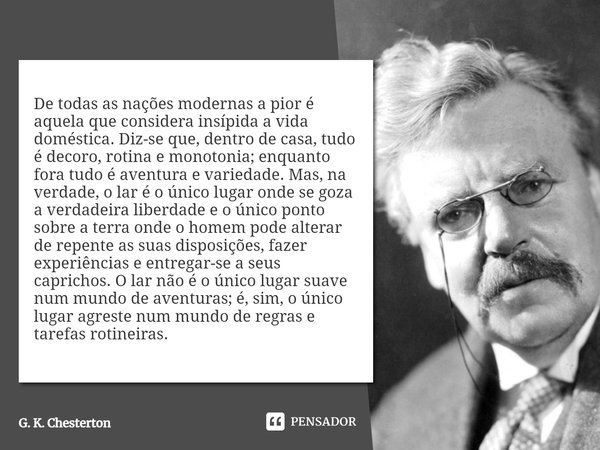 De todas as nações modernas a pior... G. K. Chesterton - Pensador