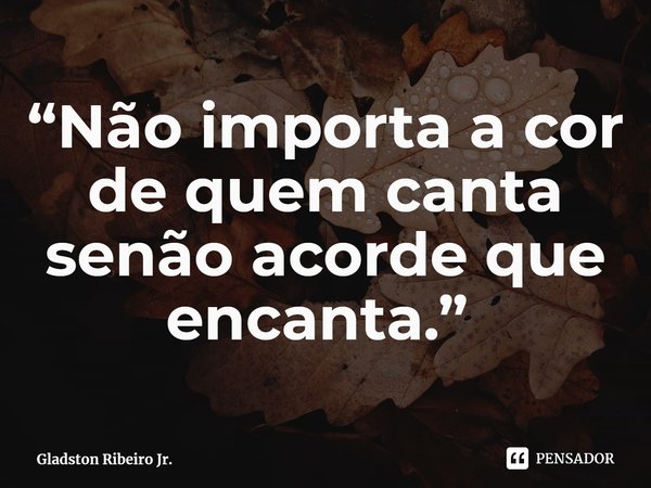 “Não importa a cor de quem canta senão acorde que encanta.” ⁠... Frase de Gladston Ribeiro Jr..