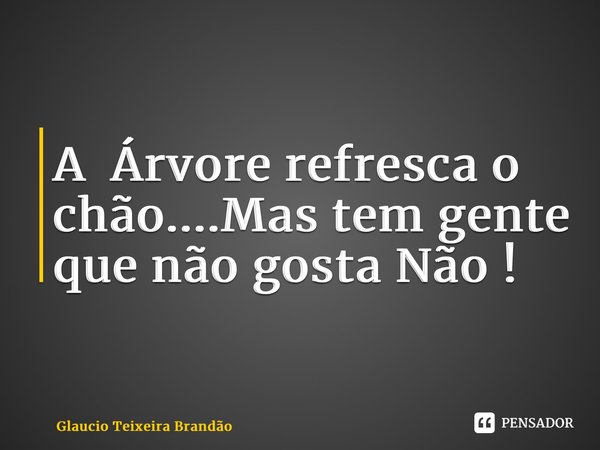 A ⁠Árvore refresca o chão....Mas tem gente que não gosta Não !... Frase de Glaucio Teixeira Brandão.