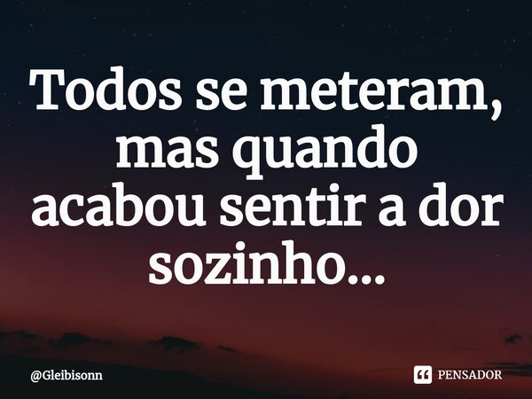 ⁠Todos se meteram, mas quando acabou sentir a dor sozinho...... Frase de Gleibisonn.