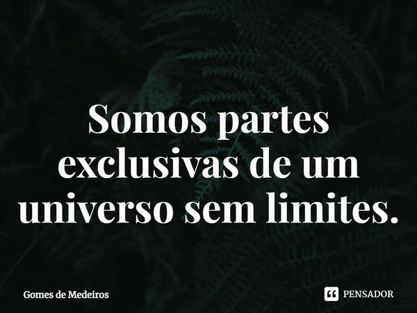 ⁠Somos partes exclusivas de um universo sem limites.... Frase de Gomes de Medeiros.