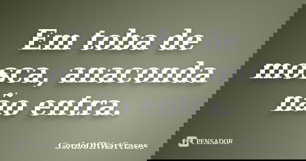 Em toba de mosca, anaconda não entra.... Frase de GordoOffWarFrases.