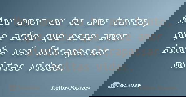 Meu amor eu te amo tanto, que acho que esse amor ainda vai ultrapassar muitas vidas.... Frase de Gritos Suaves.