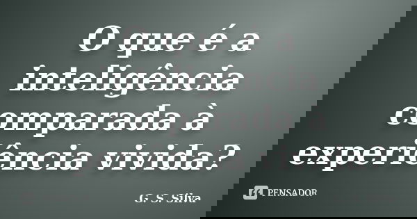 O que é a inteligência comparada à experiência vivida?... Frase de G. S. Silva.