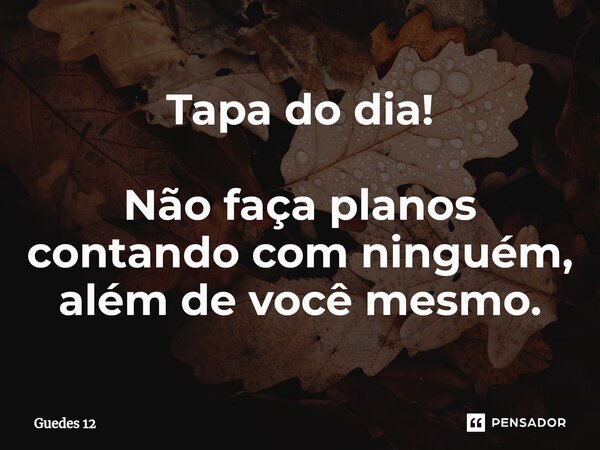 Tapa do dia!⁠ Não faça planos contando com ninguém, além de você mesmo.... Frase de Guedes 12.