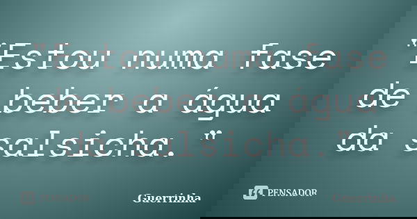 "Estou numa fase de beber a água da salsicha."... Frase de Guerrinha.