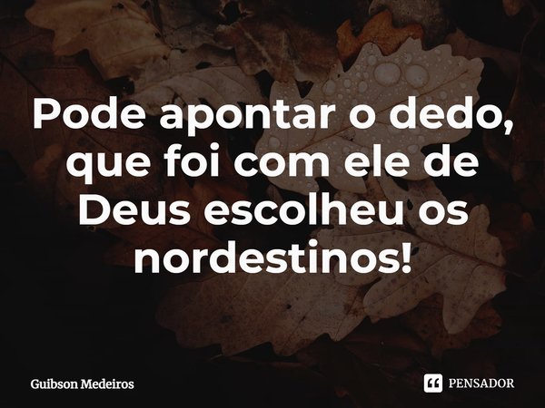 ⁠Pode apontar o dedo, que foi com ele de Deus escolheu os nordestinos!... Frase de Guibson Medeiros.