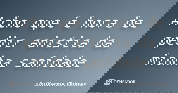 Acho que é hora de pedir anistia da minha sanidade... Frase de Guilherme Esteves.