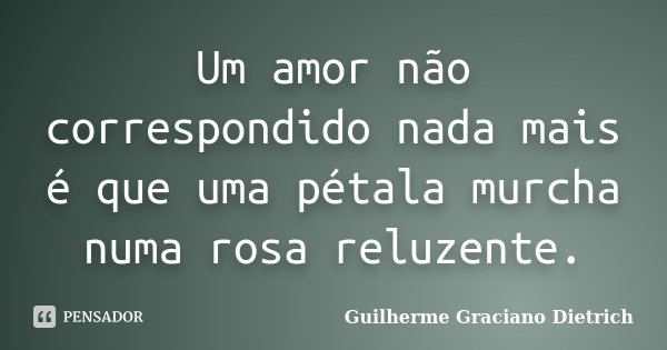 Um amor não correspondido nada mais é que uma pétala murcha numa rosa reluzente.... Frase de Guilherme Graciano Dietrich.
