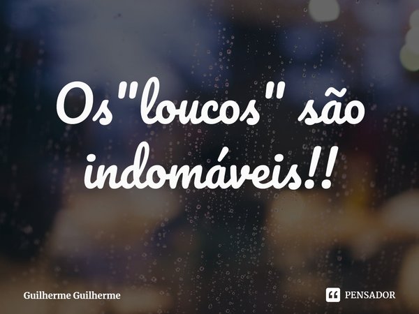 ⁠Os "loucos" são indomáveis!!... Frase de Guilherme Guilherme.