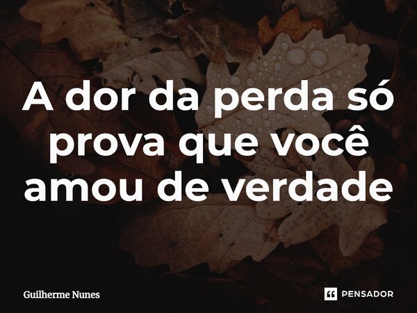 ⁠A dor da perda só prova que você amou de verdade... Frase de Guilherme Nunes.