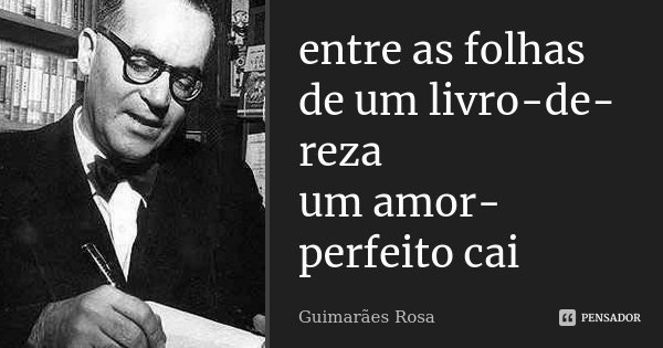 entre as folhas
de um livro-de-reza
um amor-perfeito cai... Frase de Guimarães Rosa.