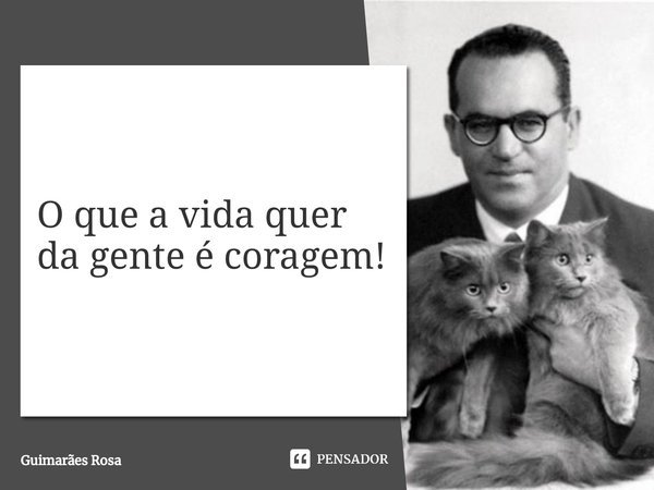 ⁠O que a vida quer da gente é coragem!... Frase de Guimarães Rosa.