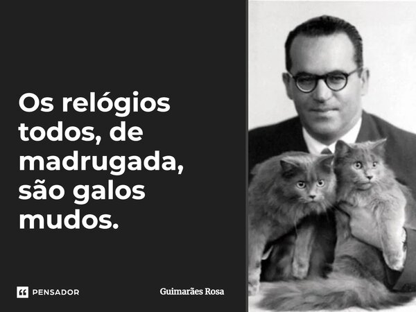 ⁠Os relógios todos, de madrugada, são galos mudos.... Frase de Guimarães Rosa.