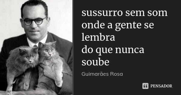 sussurro sem som
onde a gente se lembra
do que nunca soube... Frase de Guimarães Rosa.