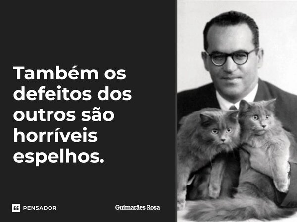 ⁠Também os defeitos dos outros são horríveis espelhos.... Frase de Guimarães Rosa.
