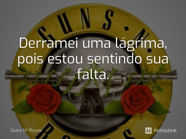 Derramei uma lágrima, pois estou sentindo sua falta.... Frase de Guns N' Roses.