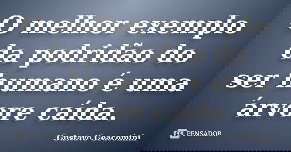O melhor exemplo da podridão do ser humano é uma árvore caída.... Frase de Gustavo Geacomini.