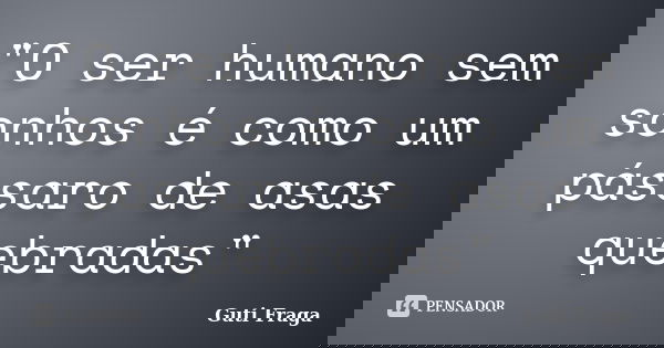 "O ser humano sem sonhos é como um pássaro de asas quebradas"... Frase de Guti Fraga.