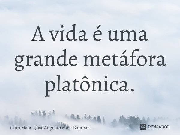 ⁠A vida é uma grande metáfora platônica.... Frase de Guto Maia - José Augusto Maia Baptista.