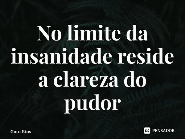 ⁠No limite da insanidade reside a clareza do pudor... Frase de Guto Rios.