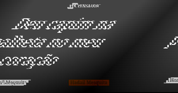 Deu capim na palheta no meu coração... Frase de hadail mesquita.