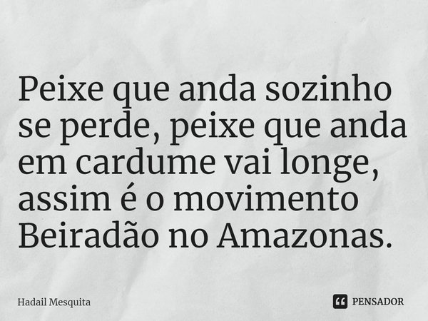 ⁠⁠Peixe que anda sozinho se perde, peixe que anda em cardume vai longe, assim é o movimento Beiradão no Amazonas.... Frase de Hadail Mesquita.